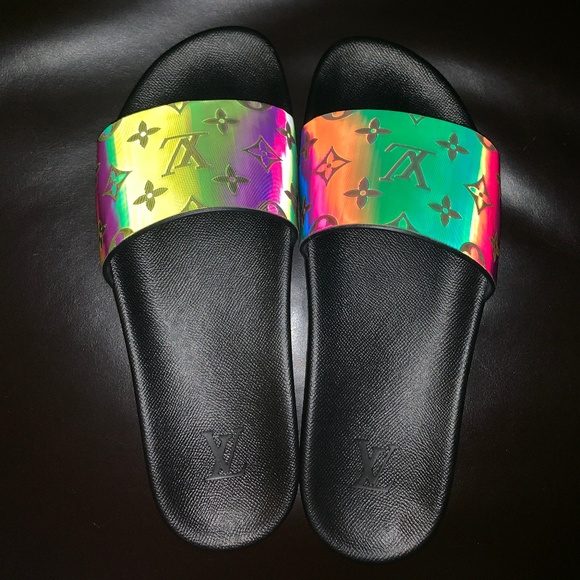 louis vuitton iridescent slides